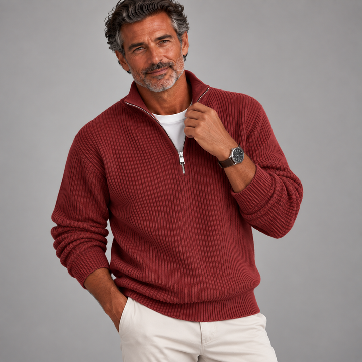 LEVI | Pull côtelé zippé
