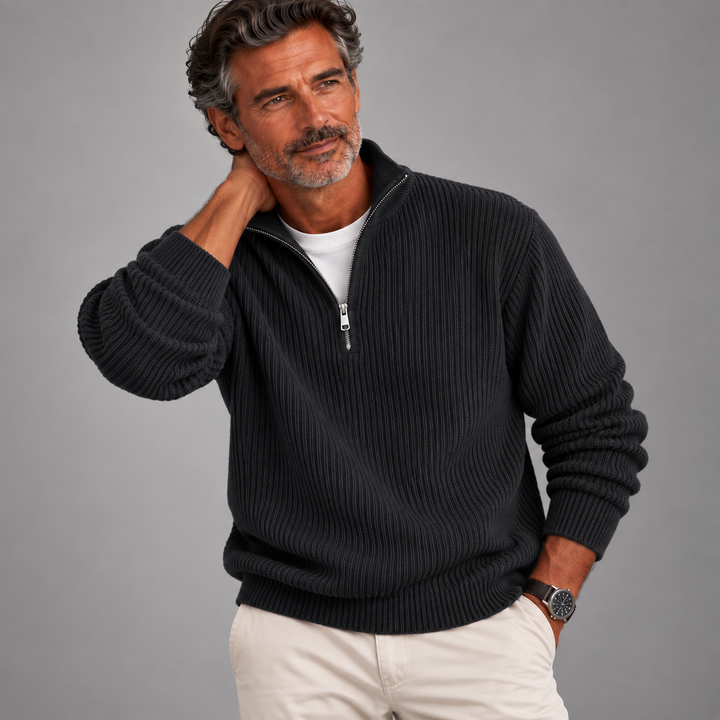 LEVI | Pull côtelé zippé