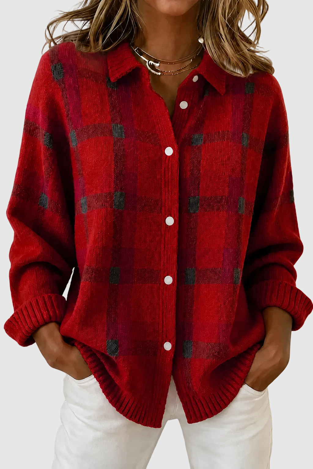 Lumi – Cardigan élégant à carreaux