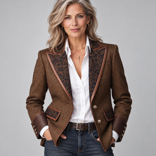 Gisèle | Blazer à Empiècements Imprimé Chevrons