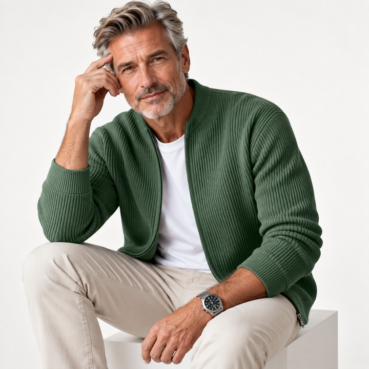 JORDAN |  Cardigan zippé côtelé