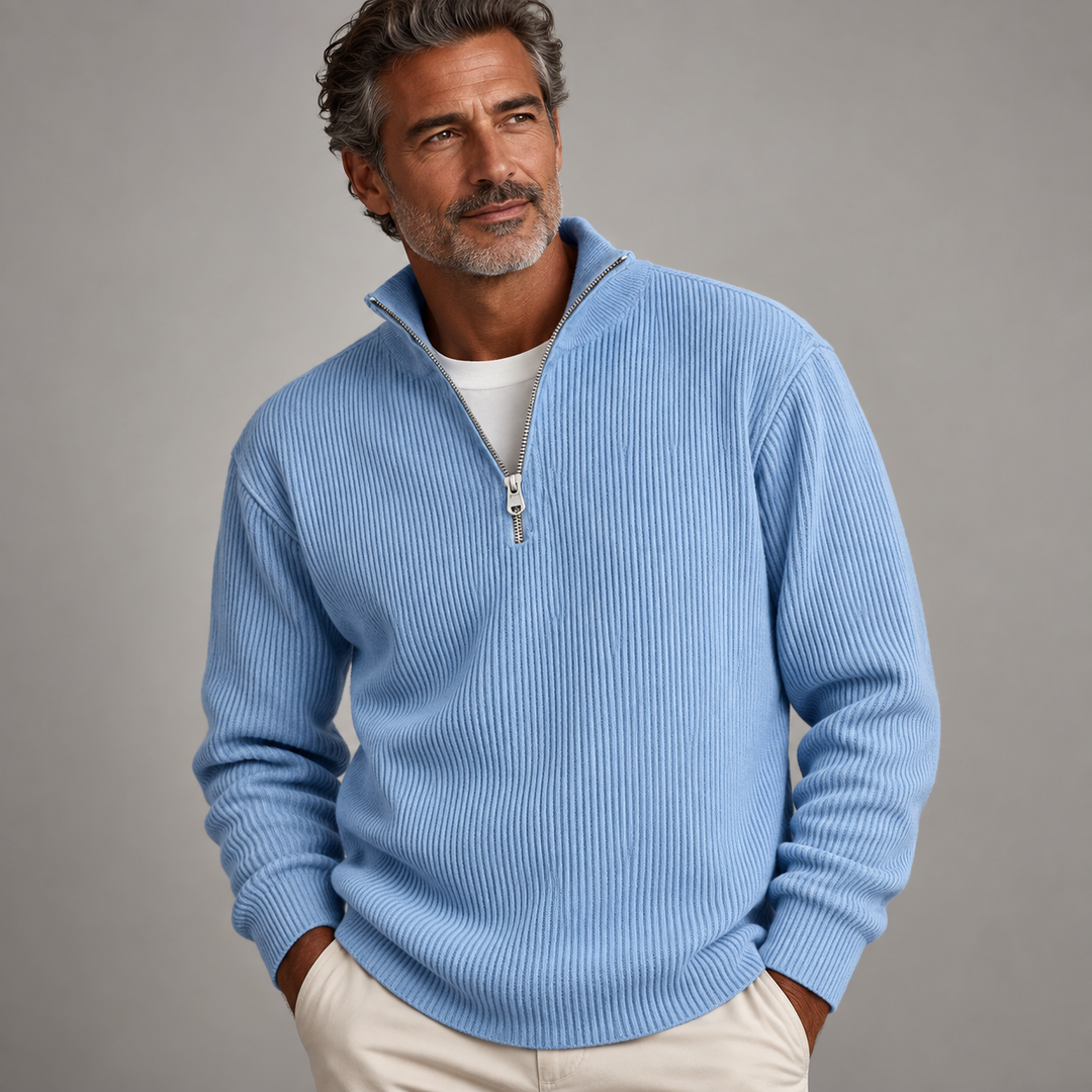LEVI | Pull côtelé zippé