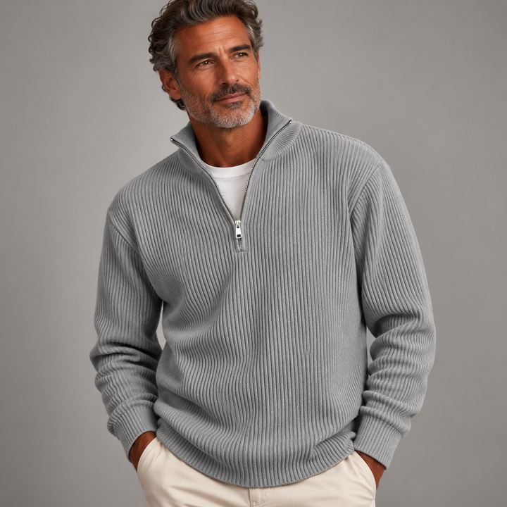 LEVI | Pull côtelé zippé