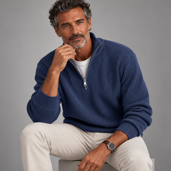 LEVI | Pull côtelé zippé