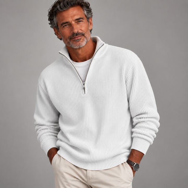 LEVI | Pull côtelé zippé