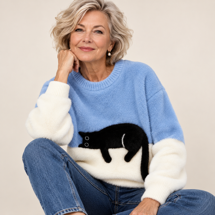 Carine | Pull Oversize Élégant avec Chat