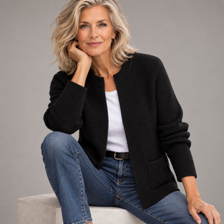 Colette | Gilet Zippé en Maille Chaude à Poches