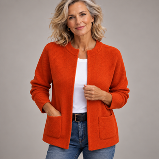 Colette | Gilet Zippé en Maille Chaude à Poches