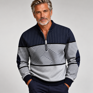 ELIOTT | PULL DEMI ZIP GÉOMÉTRIQUE