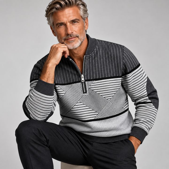 ELIOTT | PULL DEMI ZIP GÉOMÉTRIQUE