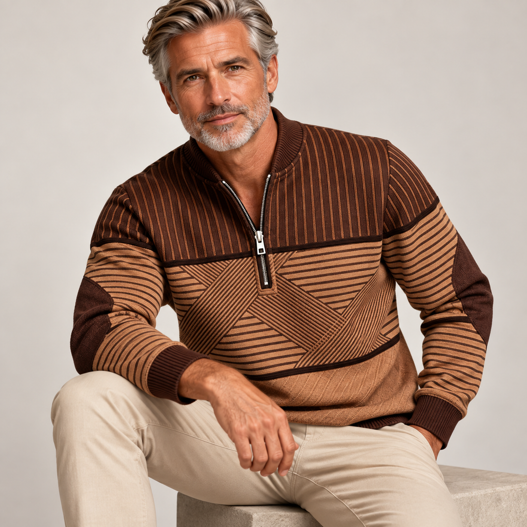 ELIOTT | PULL DEMI ZIP GÉOMÉTRIQUE
