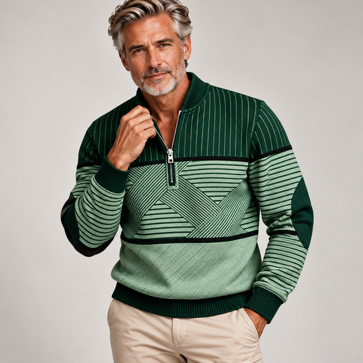 ELIOTT | PULL DEMI ZIP GÉOMÉTRIQUE