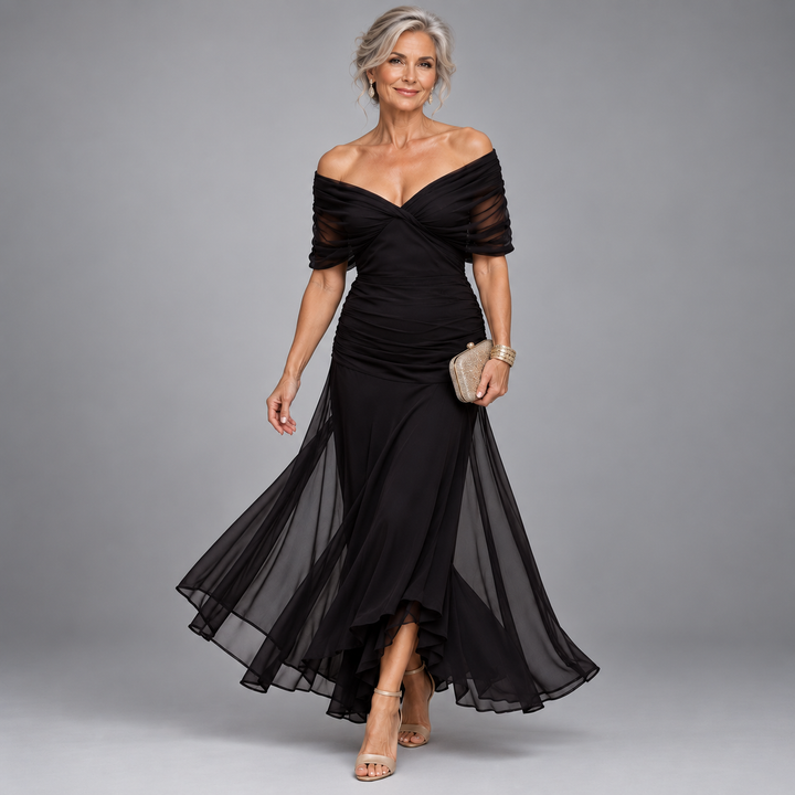 Robe de soirée Madeline™ à manches drapées