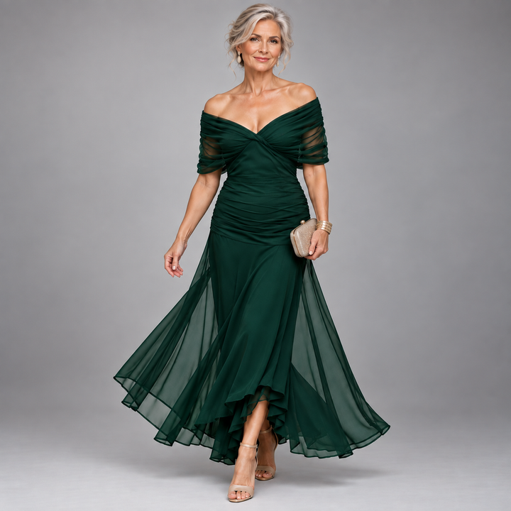 Robe de soirée Madeline™ à manches drapées