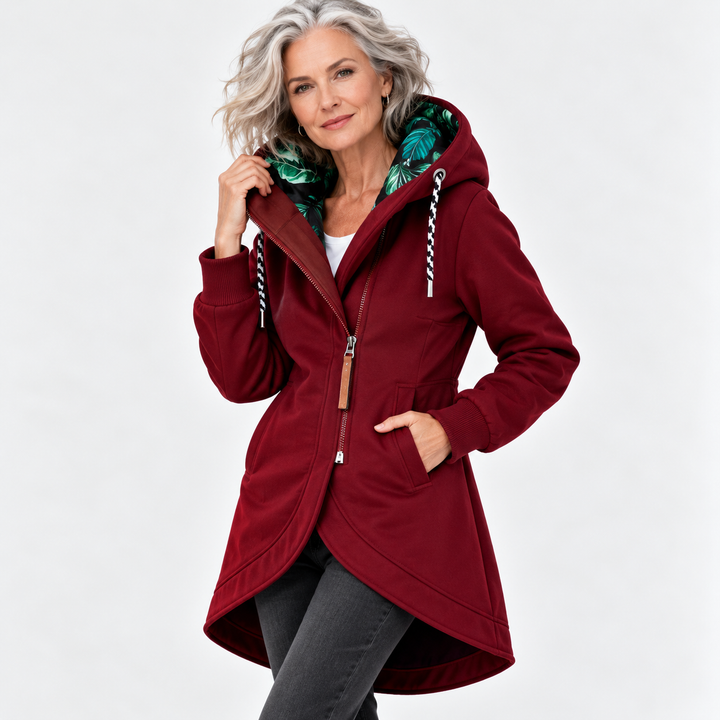 Émilie | Manteau long à capuchon et fermeture éclair