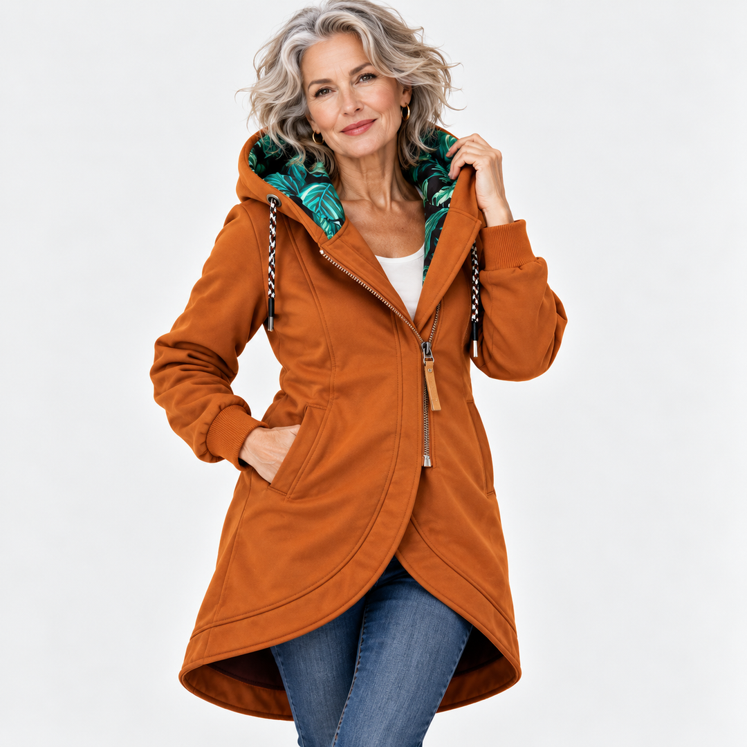 Émilie | Manteau long à capuchon et fermeture éclair