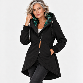 Émilie | Manteau long à capuchon et fermeture éclair