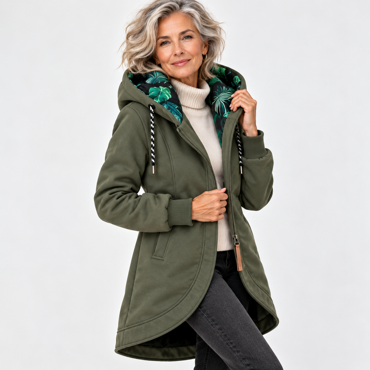 Émilie | Manteau long à capuchon et fermeture éclair