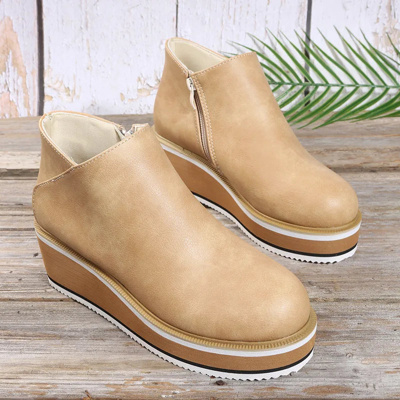 Coralie | Bottines Compensées à Zip Latéral