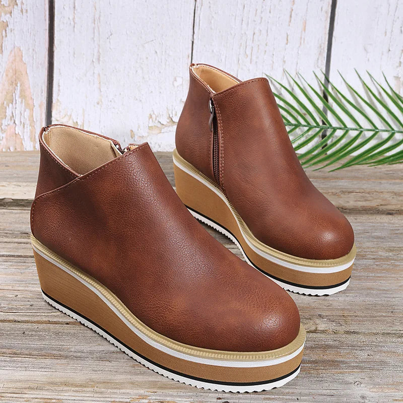 Coralie | Bottines Compensées à Zip Latéral