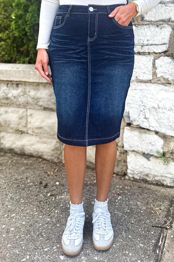 Jupe en denim Ella (Indigo foncé)