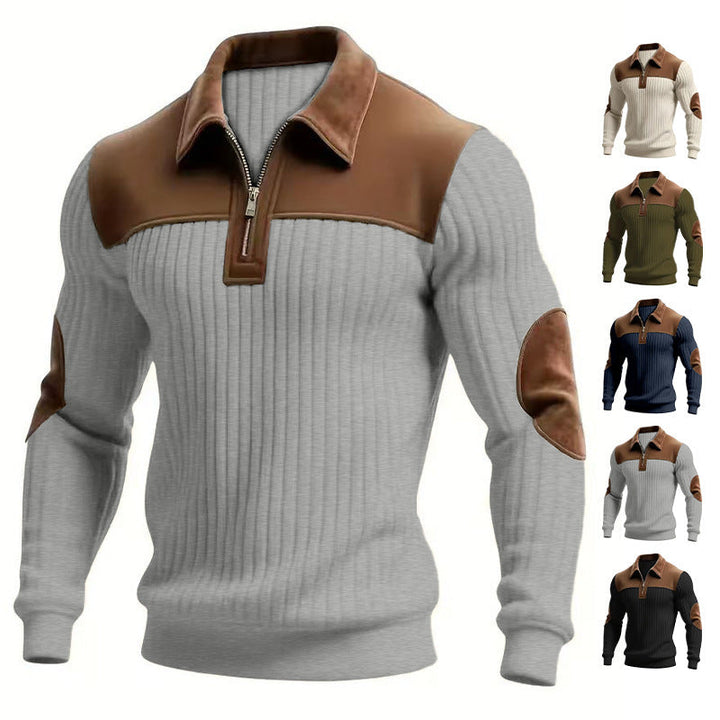 Pull côtelé Harrington à quart de zip