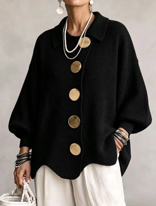 Isadora | Cardigan Oversize à Col avec Gros Boutons Métalliques