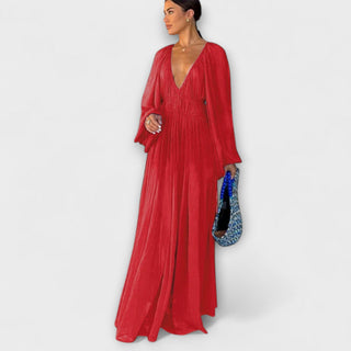 Robe plissée élégante avec manches longues