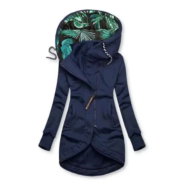 Émilie | Manteau long à capuchon et fermeture éclair