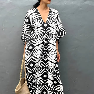 Nayla™ | Kaftan en coton avec col en V