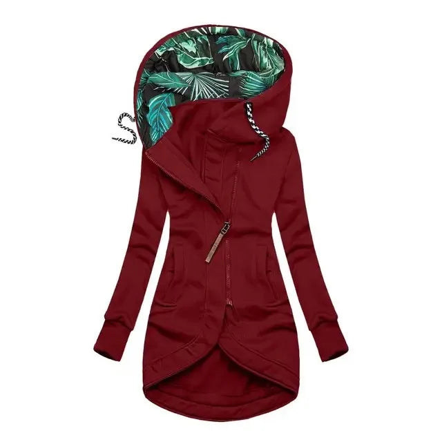 Émilie | Manteau long à capuchon et fermeture éclair