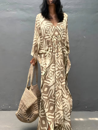 Nayla™ | Kaftan en coton avec col en V
