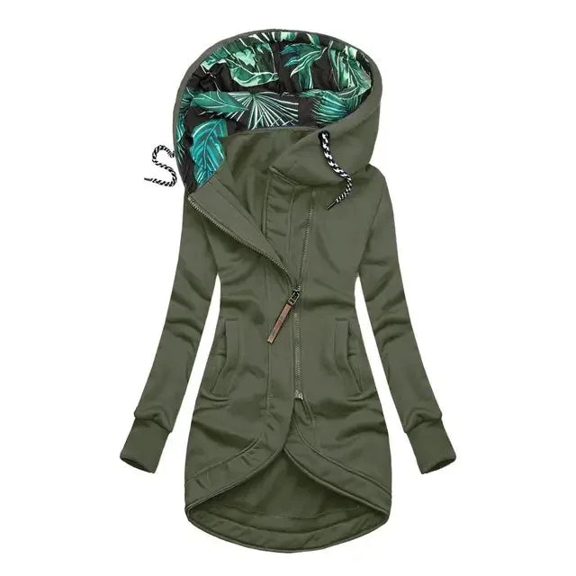 Émilie | Manteau long à capuchon et fermeture éclair