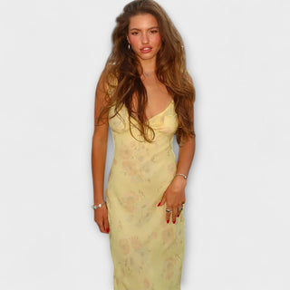 Robe maxi à motifs floraux cryptographiques