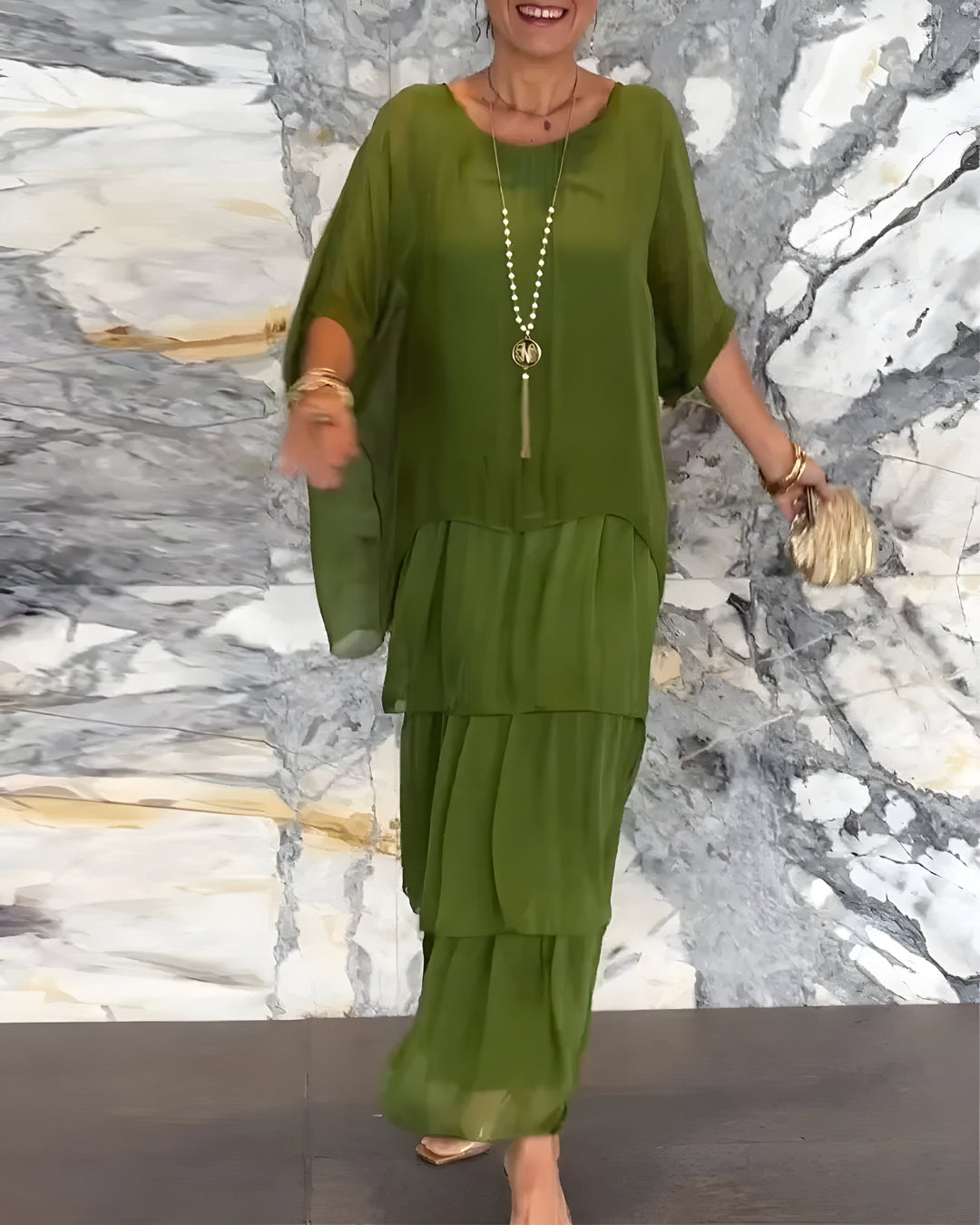 Monique™ | Robe en Chiffon avec Jupe en Tulle