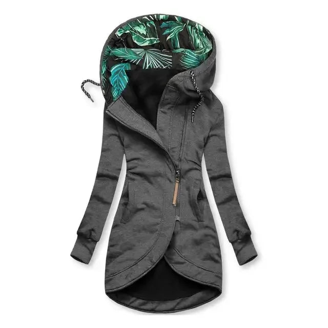 Émilie | Manteau long à capuchon et fermeture éclair