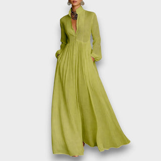 Serena - Robe Maxi avec Boutons Frontaux Fluides