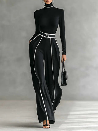 Emma - Ensemble élégant de deux pièces avec col montant et pantalon large