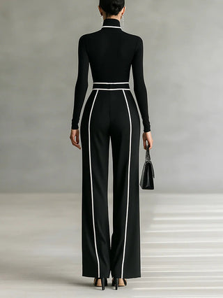 Emma - Ensemble élégant de deux pièces avec col montant et pantalon large