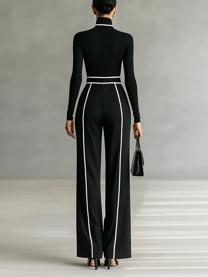 Emma - Ensemble élégant de deux pièces avec col montant et pantalon large