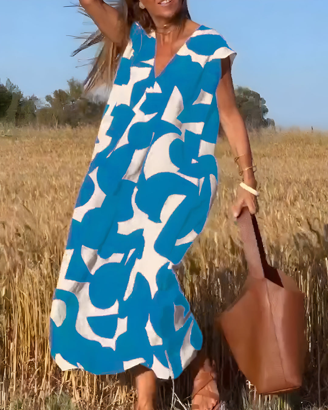 Jacqueline™ | Robe à Imprimé avec Décolleté en V
