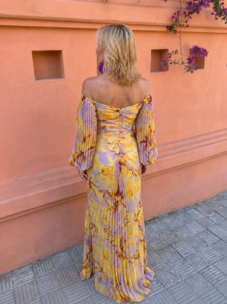 GRETA™ – Robe longue à motifs floraux et décolleté plongeant