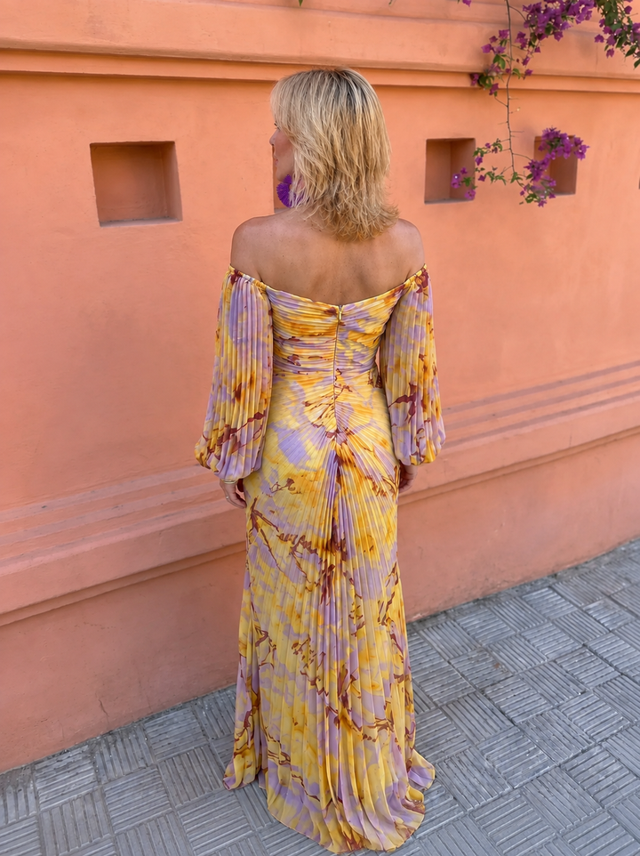 GRETA™ – Robe longue à motifs floraux et décolleté plongeant