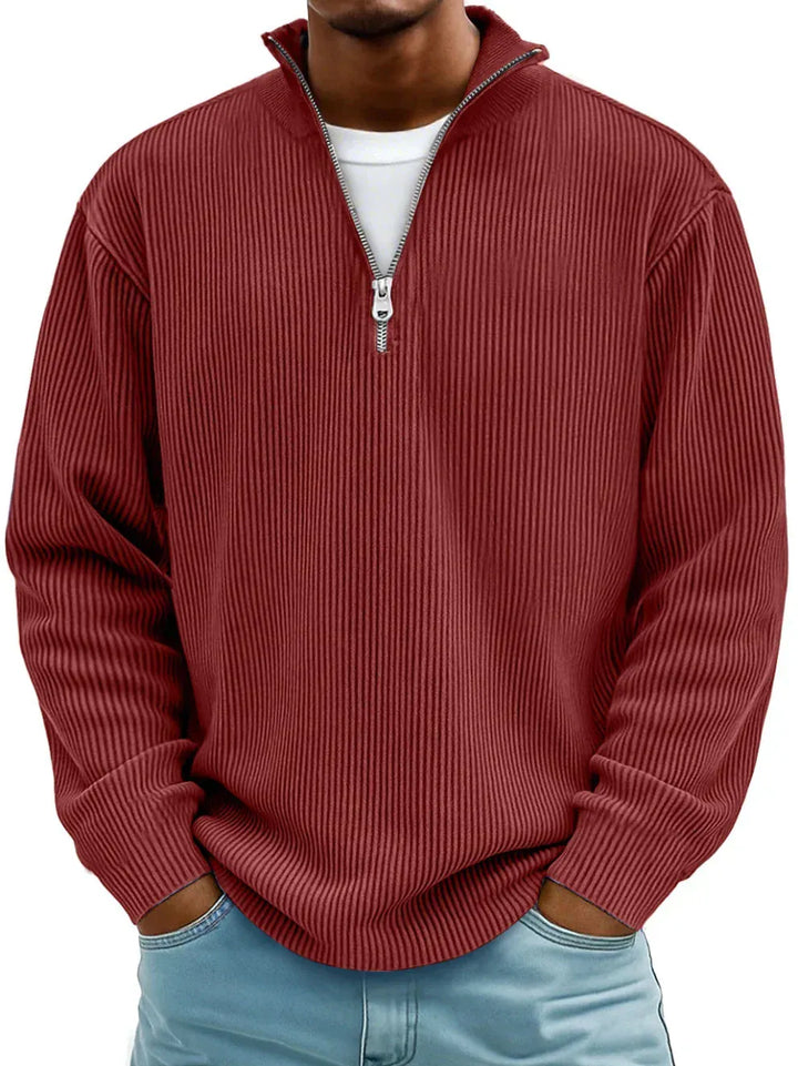 LEVI | Pull côtelé zippé