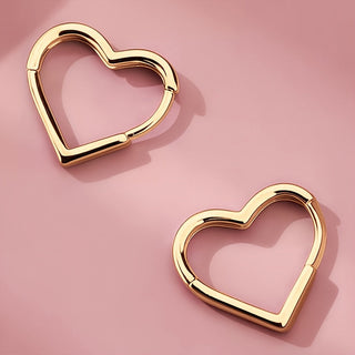 Boucles d'oreilles en forme de cœur en acier inoxydable doré
