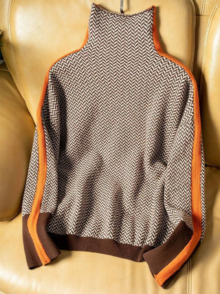 Malou™ | Pull à col montant avec des rayures contrastées éclatantes