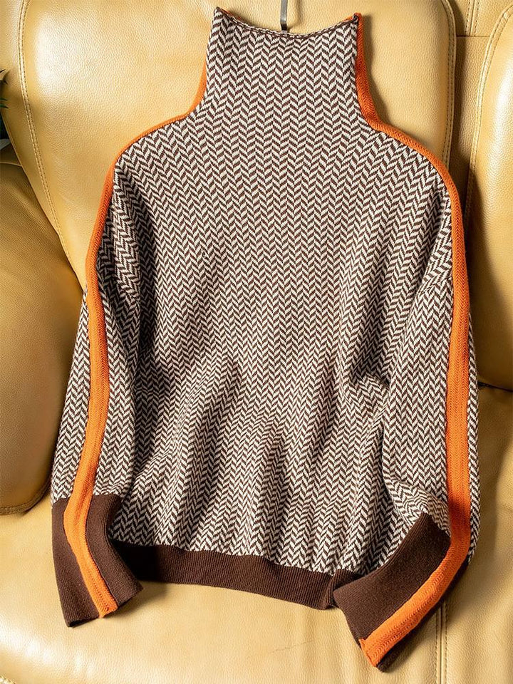 Malou™ | Pull à col montant avec des rayures contrastées éclatantes
