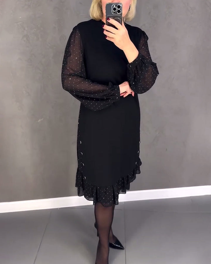 Gisèle™ | Élégante robe à pois à manches longues