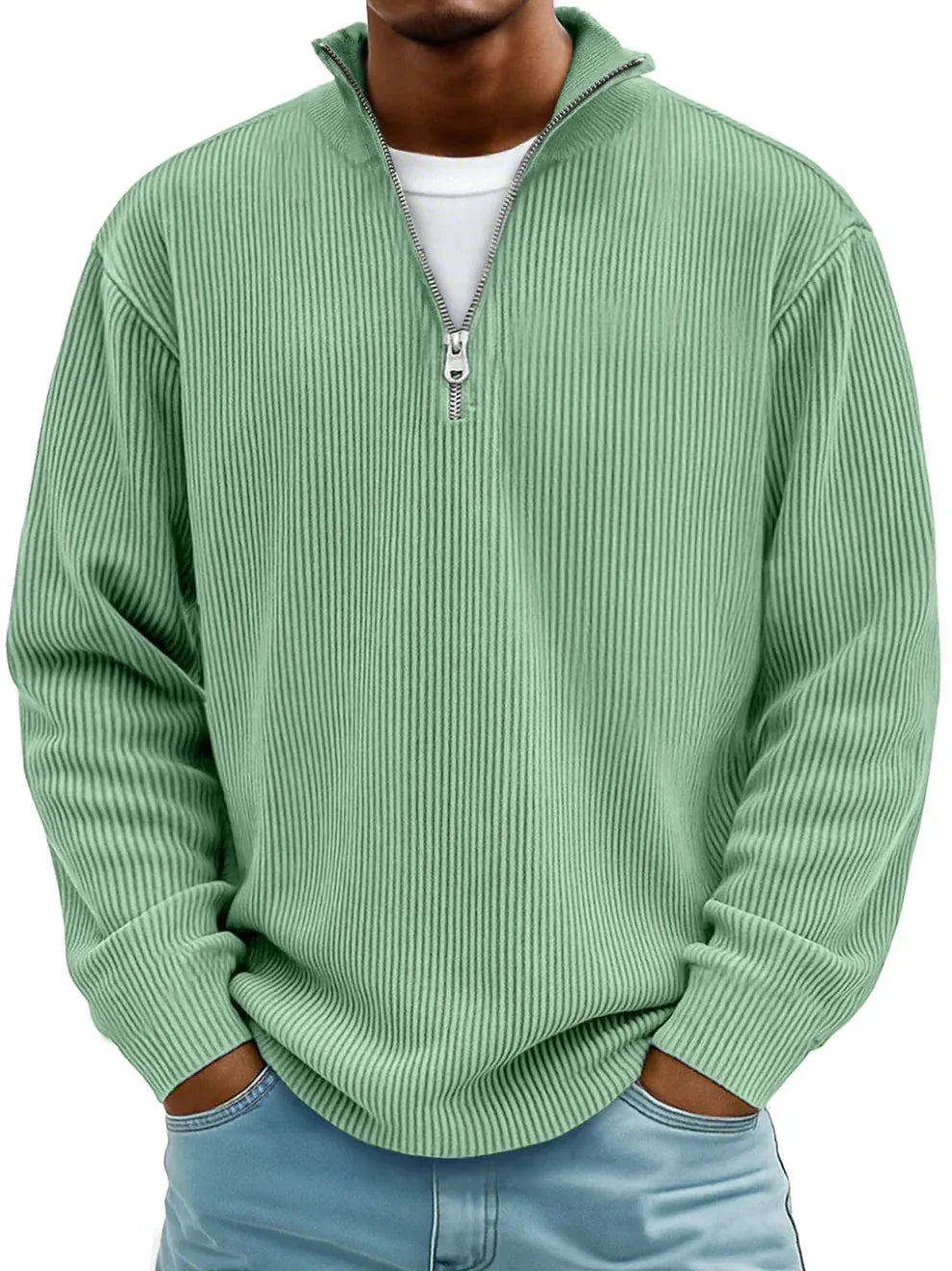 LEVI | Pull côtelé zippé