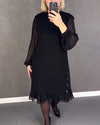 Gisèle™ | Élégante robe à pois à manches longues